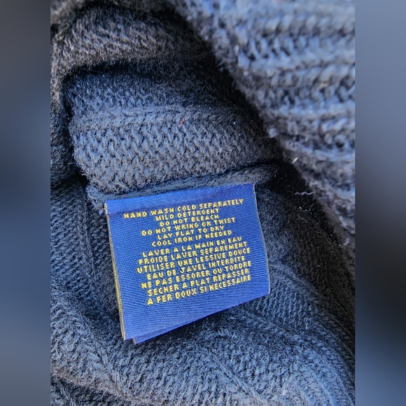 Ralph Lauren Rugby Wool Cashmere Cable Knit Sweater Women M Crop Shoulder Button - Picture 6 of 8